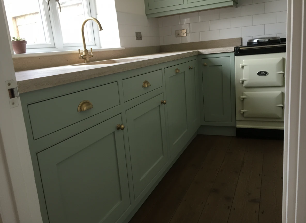 Decorator finishing cabinet door in Henley-on-Thames RG9 property